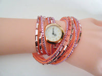 Pink Rhinestone Wrap Fashion Wrist Watch Watches - Buckles.Biz