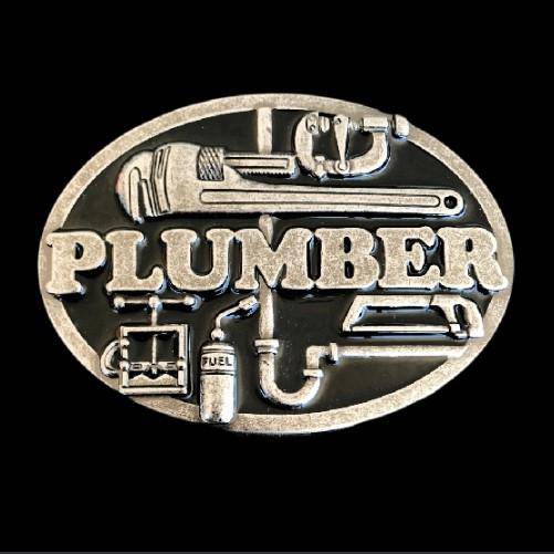 Plumber Belt Buckle Plumbers Pipe Wrench Tools Plumbing Profession Buckles Belts - Buckles.Biz