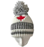 Pom Pom Winter Beanie Hats Stripes Canada Maple Leaf Fashion Ski - Buckles.Biz