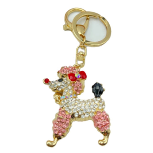 Poodle Keyring Cute Rhinestone Crystal Charm Pendant Women's Key Bag Chain - Buckles.Biz