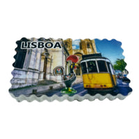 Portugal Lisboa Yellow Tram Galo de Barcelos Portuguese Tile Souvenir Magnet - Buckles.Biz