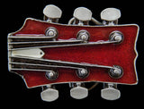 Red Guitar Belt Buckle Guitars Strings Rock Music Instruments Belts and Buckles - Cool Belt Buckles Shop - Buckles.Biz