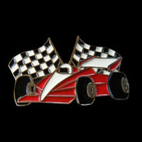 Red Race Racing Car Vehicle Checkered Flags Belt Buckle - Buckles.Biz