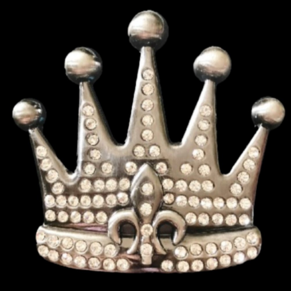 Royal Royalty Rhinestone Crown Fleur De Lys Lis Queen King Belt Buckle Buckles - Buckles.Biz