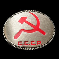 Russia Flag Belt Buckle USSR Hummer Sickle Russian Communist Soviet Era Buckles - Buckles.Biz