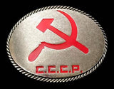Russia Flag Belt Buckle USSR Hummer Sickle Russian Communist Soviet Era Buckles - Buckles.Biz
