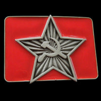 Russia USSR Russian Soviet Union Hummer Sickle CCCP Flag Belt Buckle - Buckles.Biz