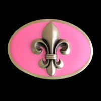 Saints Lys Flower Belt Buckle Quebec Flag Fleur De Lis New Orleans Pink Buckles Belts - Buckles.Biz