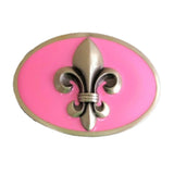 Saints Lys Flower Belt Buckle Quebec Flag Fleur De Lis New Orleans Pink Buckles Belts - Buckles.Biz