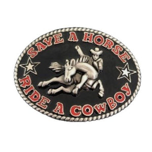 Save A Horse Ride A Cowboy Belt Buckle Fun Humor Funny Western Buckles Belts - Buckles.Biz