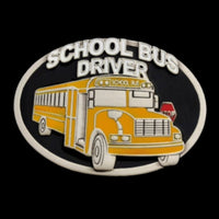 School Bus Driver Belt Buckle Yellow Buses Work Professions Buckles Belts - Buckles.Biz