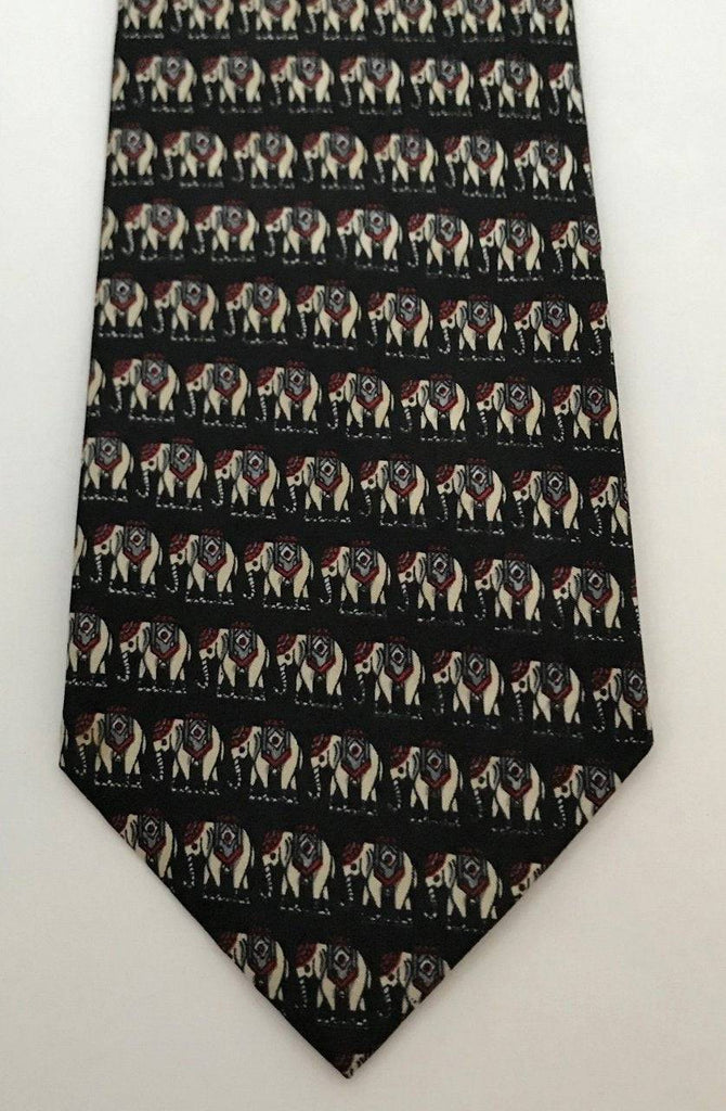 Simon Neck Tie Elephant Design Classy 100% Silk Men's Necktie Ties - Buckles.Biz