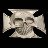 Skull Belt Buckle Cross Skeleton Gothic Evil Iron Crosses Skulls Belts Buckles - Buckles.Biz
