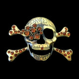 Skull Belt Buckle Crossbones Pirates Flag Rhinestone Skulls Skeletons Belts Buckles - Buckles.Biz