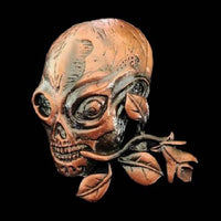 Skull Bones Evil Skeleton Flower Rose Belt Buckle Buckles - Buckles.Biz