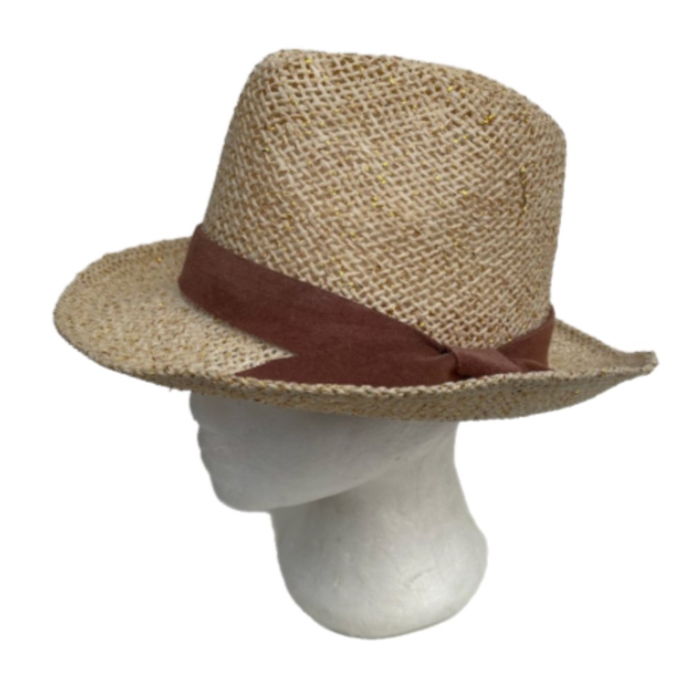 Straw Fedora Hat Summer Fashion Trilby Sun Cap Panama Short Brim Unisex Hats - Buckles.Biz