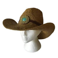 Straw Hat Summer Outdoor Men Women Western Cowboy Breathable Hats Blue Stone - Buckles BIZ