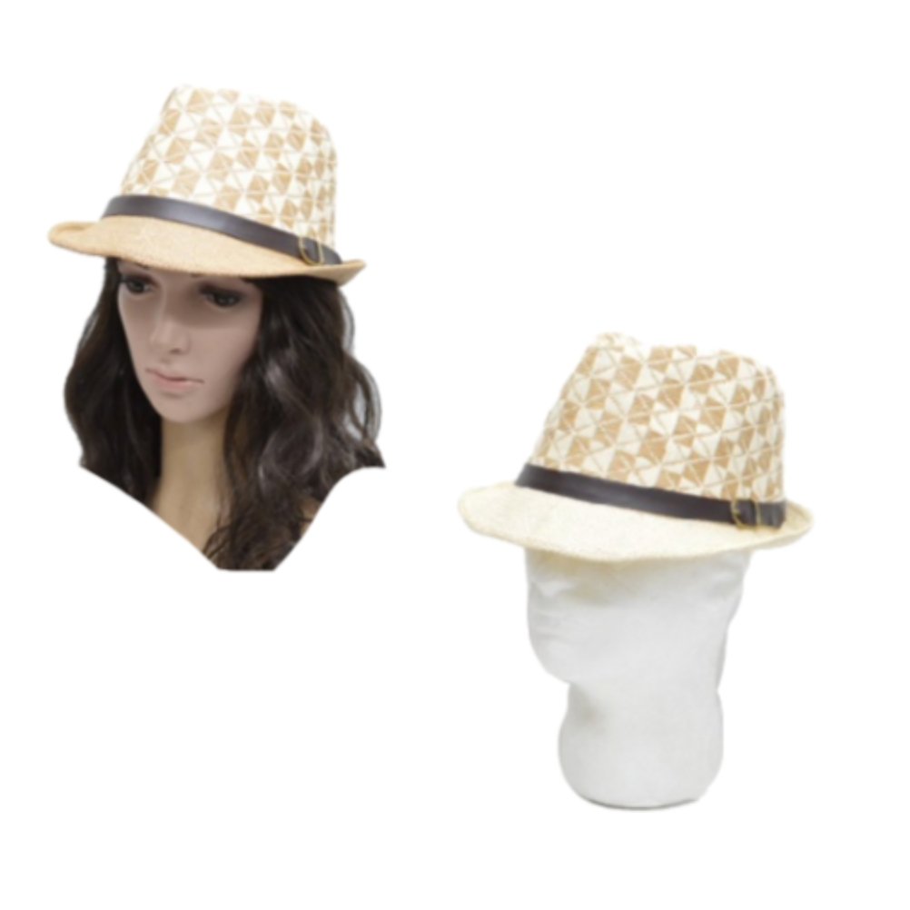Summer Straw Fedora Hat Trilby Sun Cap Panama Short Brim Unisex Hats - Buckles.Biz