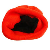 Toque Hat Orange Neon Beanie Cap Plain Knit Ski Hats Cuff Winter - Buckles.Biz