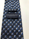 Vintage Giorgio Brutini Men's Tie Necktie Hand Made Silver Blue Geometric - Buckles BIZZ