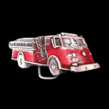 Vintage Red Fire Truck Fireman Fire Fighther Belt Buckle - Buckles.Biz