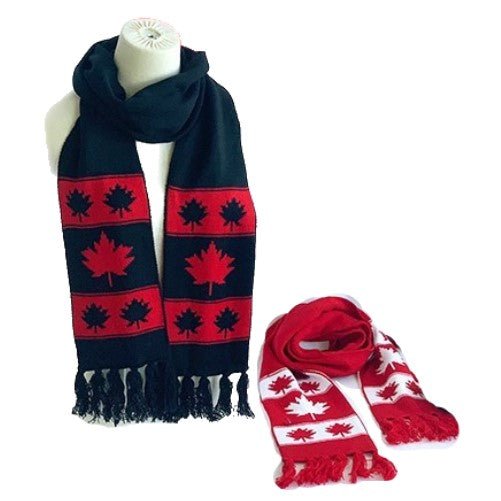 Winter Scarves Warm Red Black Winter Fashion Scarf Canada Maple Leaf - Buckles.Biz
