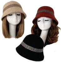 Women 100% Wool Cloche Bucket Hat Winter Beanie Hat Warm Cap - Buckles.Biz