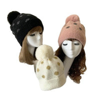 Women Fur Pom Pom Ball Knit Crochet Baggy Hat Beanie Ski Cap Winter - Buckles.Biz