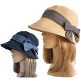 Women's Anti-UV Wide Brim Summer Linen Cotton Casual Sun Bucket Hat - Cool Belt Buckles Shop - Buckles.Biz