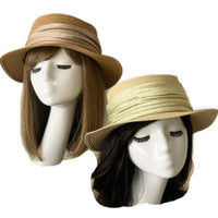 Women Summer Flat Straw Fedora Hat Trilby Cuban Sun Cap Panama Short Brim - Buckles.Biz