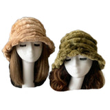 Women Winter Fluffy Plush Bucket Hat Ladies Warm Faux Fur Soft Cap Hat - Buckles.Biz