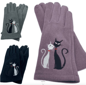 Women Winter Warm Fashion Gloves With Cats - Buckles.Biz