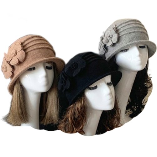 Women's 1920s Look Winter 100% Wool Cap Cloche Bucket Beanie Bucket Hats - Cool Belt Buckles Shop - Buckles.Biz