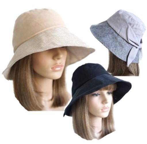 Women's Anti-UV Fashion Wide Brim Summer Beach Cotton Sun Bucket Hat - Buckles.Biz