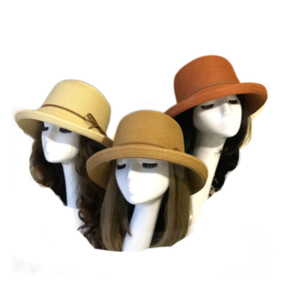 Women's Fashion Roll Up Brim Style Straw Fedora Hats Cool Sun Hat - Buckles.Biz