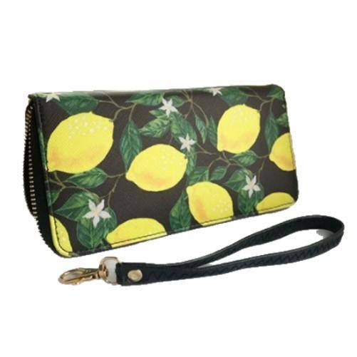Women's Fashion Zipper Clutch Lemon Lemons Designs - Buckles.Biz