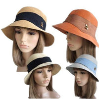 Women's Natural Packable Wide Brim Casual Straw Summer Sun Hats - Buckles.Biz