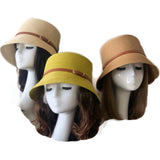 Women's Natural Packable Wide Brim Casual Straw Summer Sun Hats - Buckles.Biz