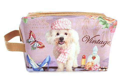 Women's Poodle Makeup Zipper Pouch Purse Pen Pencil Case Travel Cosmetic Bag Storage - Buckles.Biz