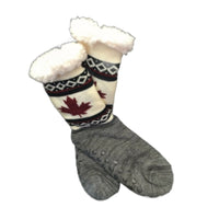 Women's Slipper Booties Indoor Fleece Faux Fur Canada Mapleleaf Winter Booties - Buckles.Biz