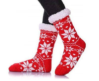 Women's Slipper Boots Slip On Indoor Fleece Faux Fur Snowflake Winter Booties - Buckles.Biz