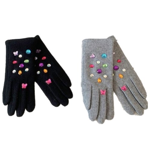 Women's Touchscreen Winter FashionRhinestones Gloves - Buckles.Biz