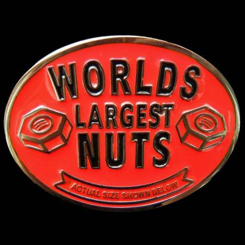 World's Largest Nuts Belt Buckle Large Nut Bolt Balls Belts & Buckles - Buckles.Biz
